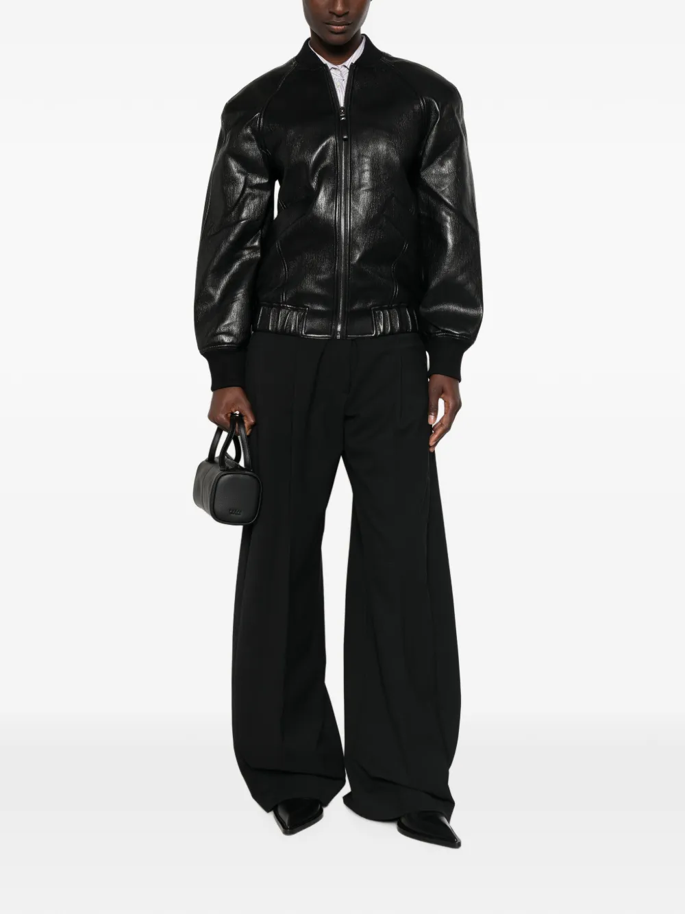 The Frankie Shop Alena bomberjack van imitatieleer Zwart