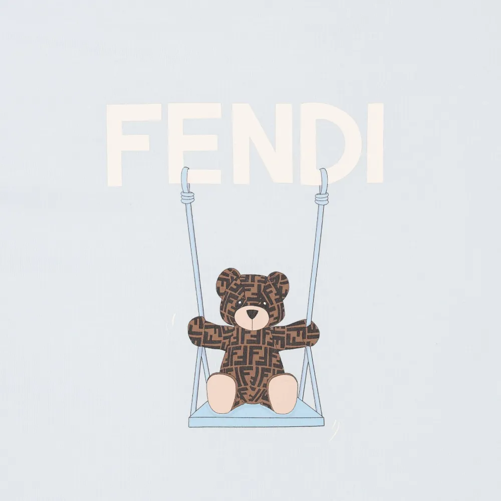 Fendi Kids Slaapzak met teddybeerprint Blauw