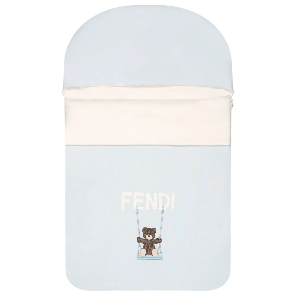 Fendi Kids teddy bear-print sleep bag - Blu