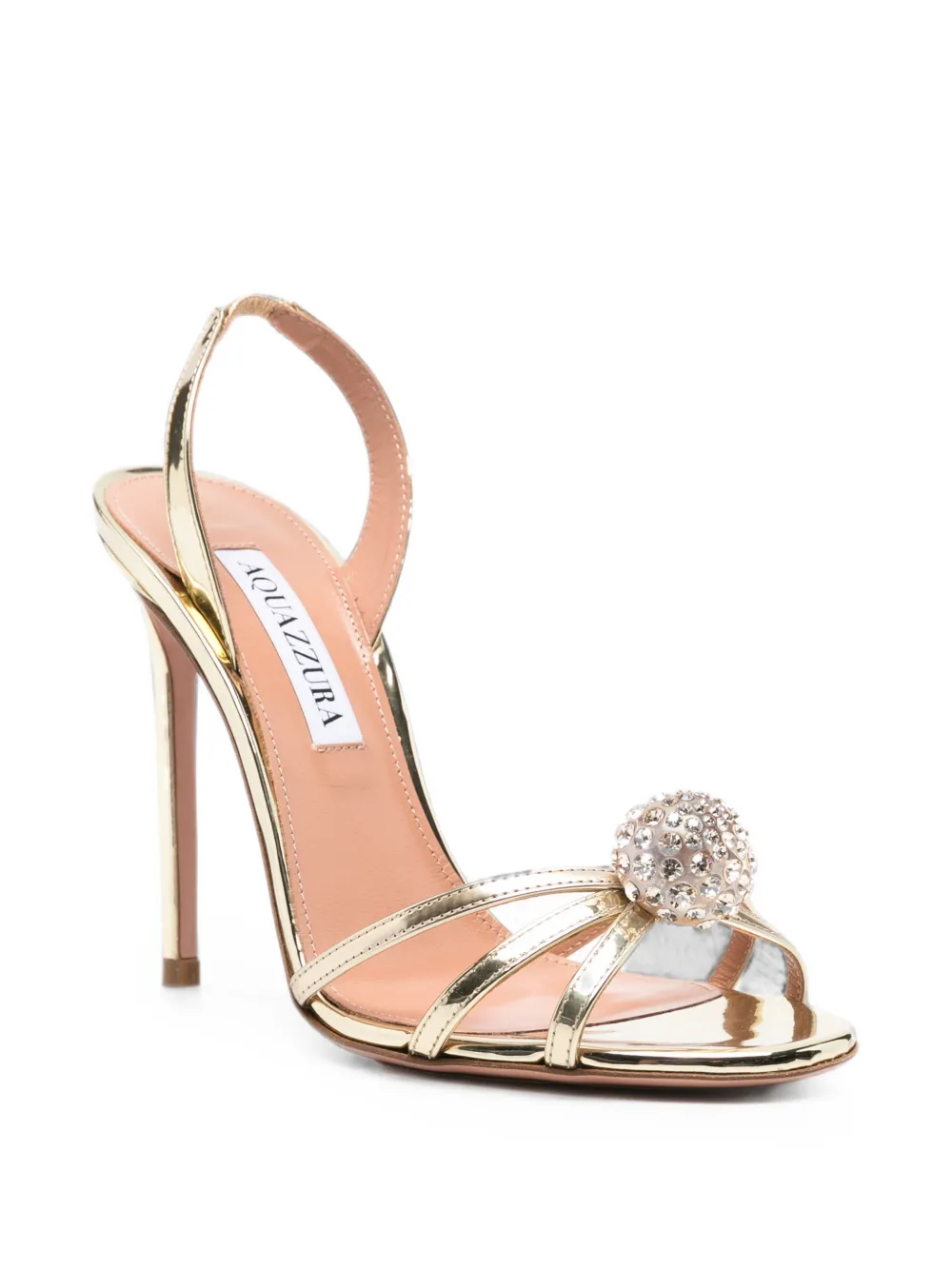 Aquazzura crystal-embellished leather heeled sandals Goud