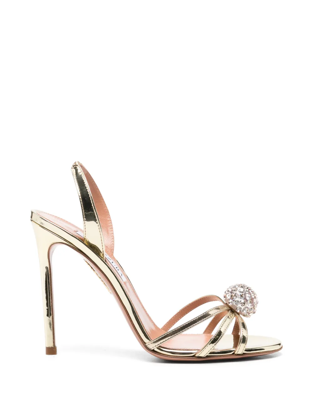 Aquazzura crystal-embellished leather heeled sandals Goud