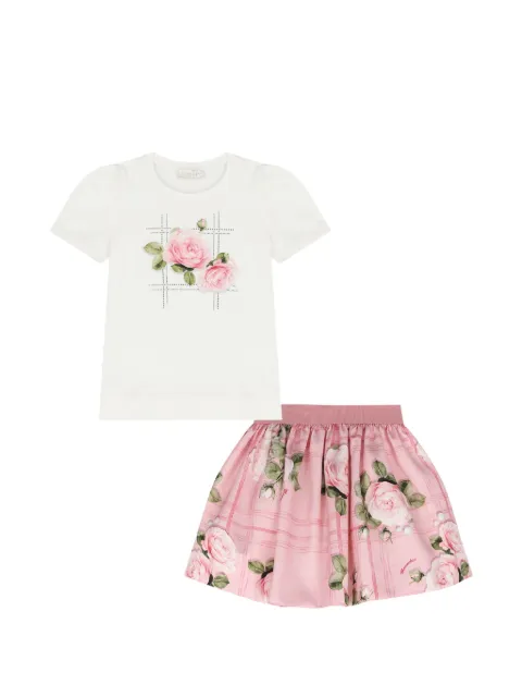 Monnalisa floral-print T-shirt skirt set