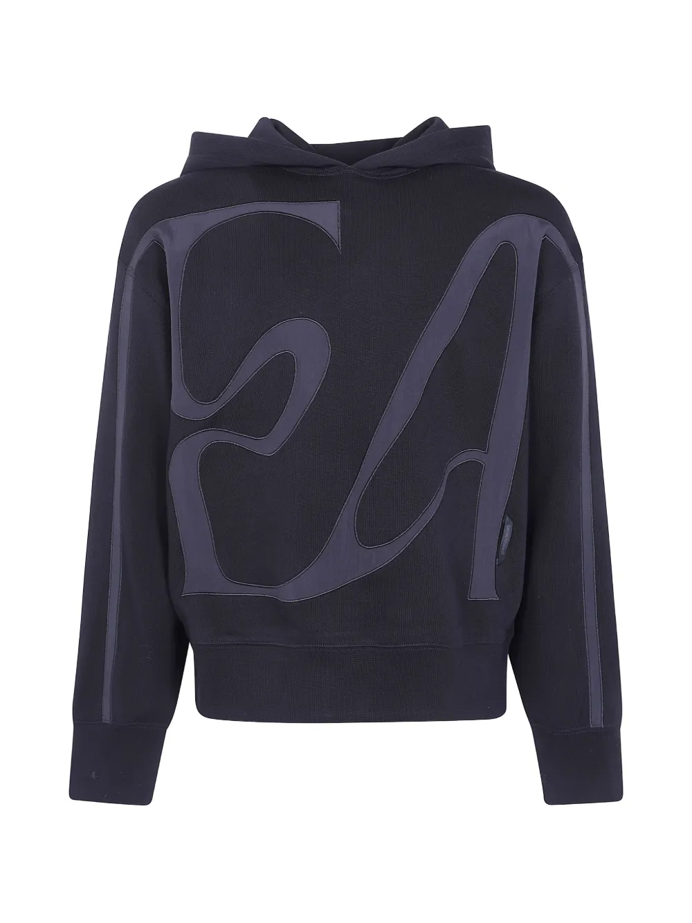Emporio Armani French terry jersey hoodie with oversized EA embroidery - Nero