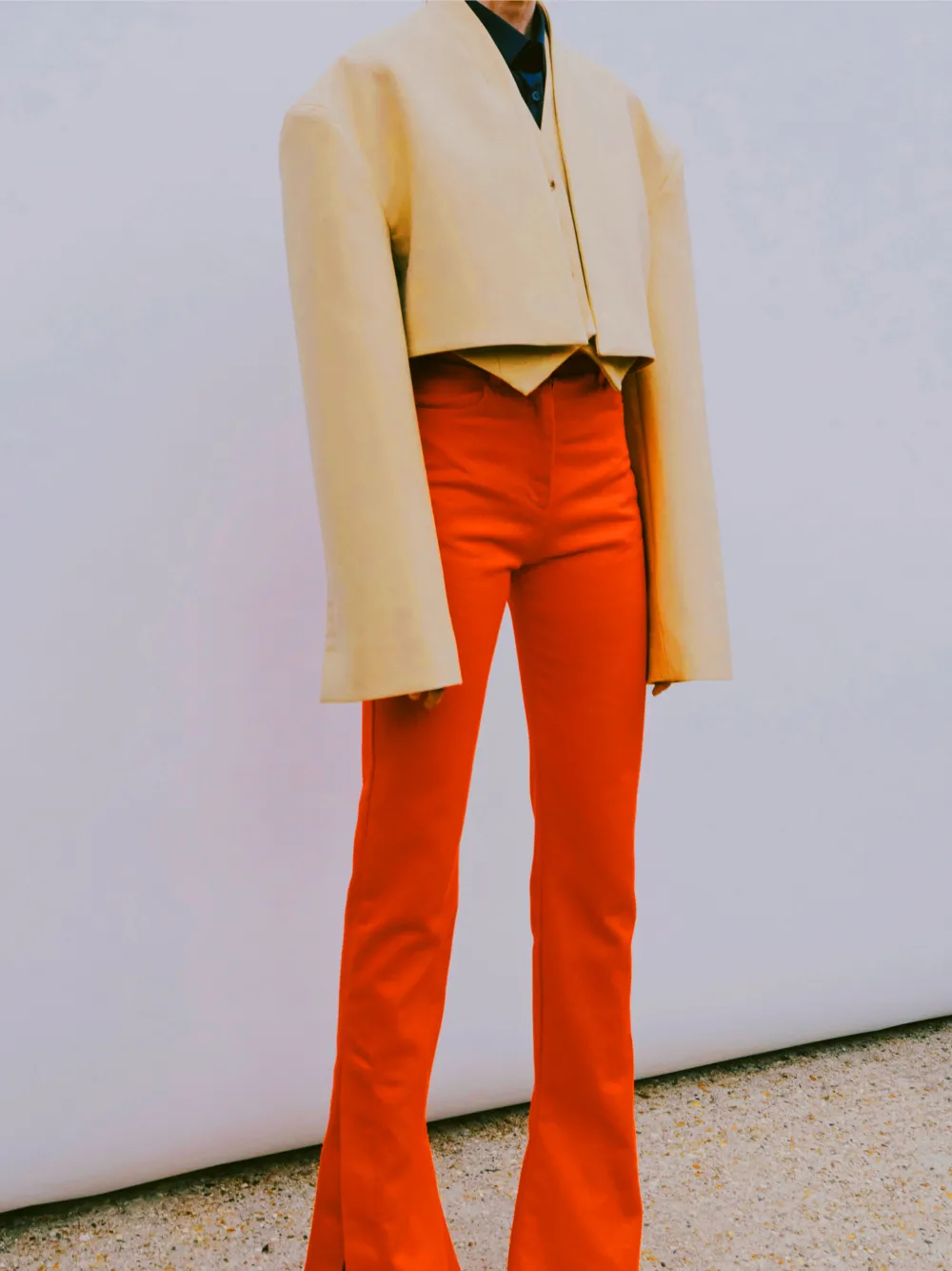 A.W.A.K.E. Mode Cropped Tuxedo Jacket in Neutrals, view 3