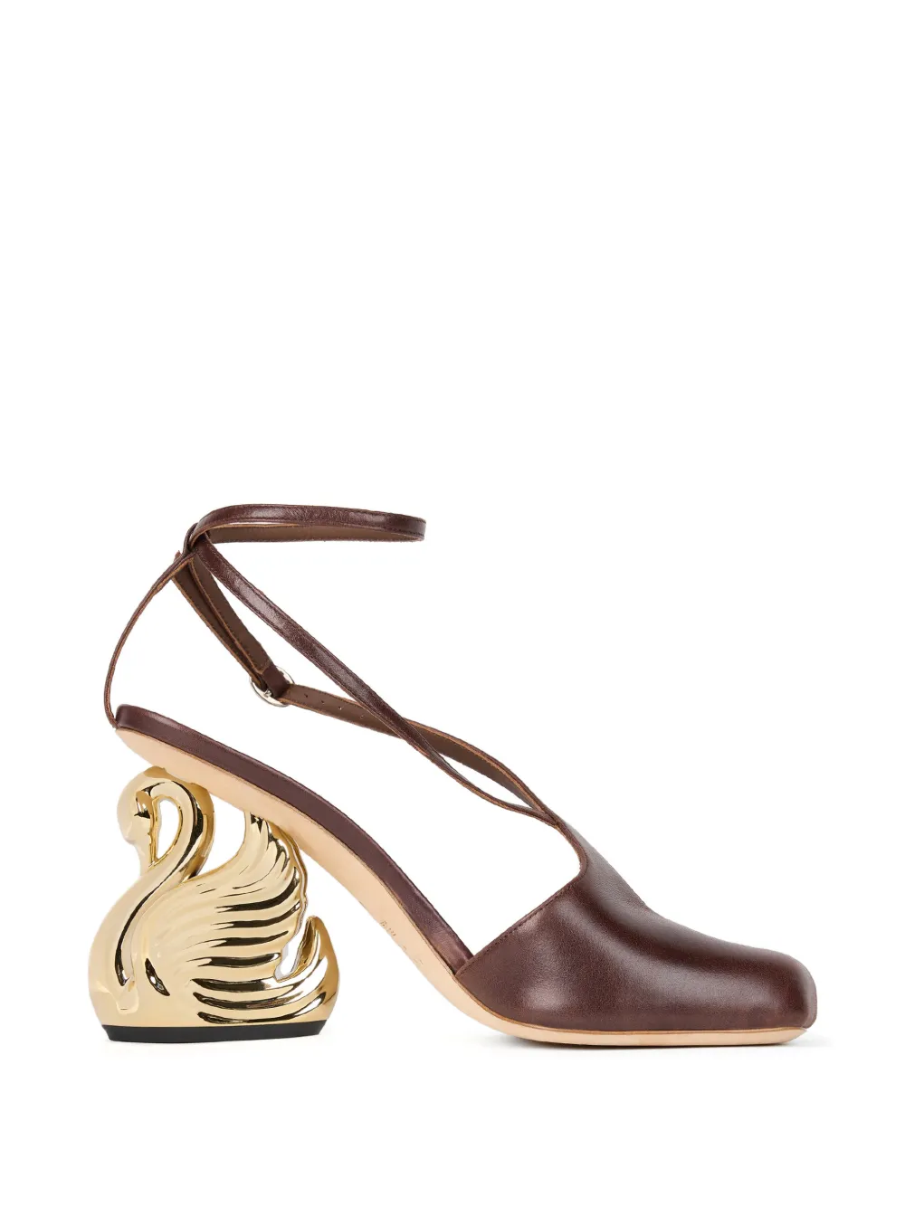 A.W.A.K.E. Mode Christine swan-heel asymmetric sandals Bruin