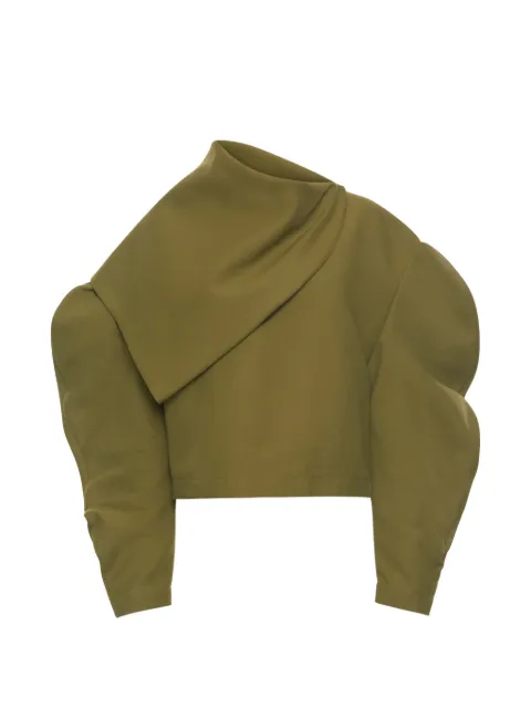 A.W.A.K.E. Mode draped-collar puff-sleeve top