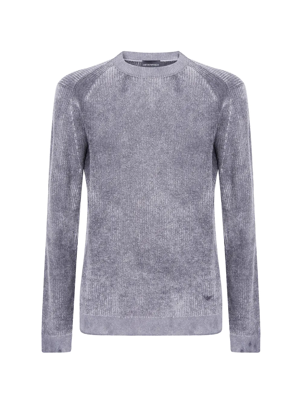 Emporio Armani ribbed virgin wool sweater with mélange print - Grigio