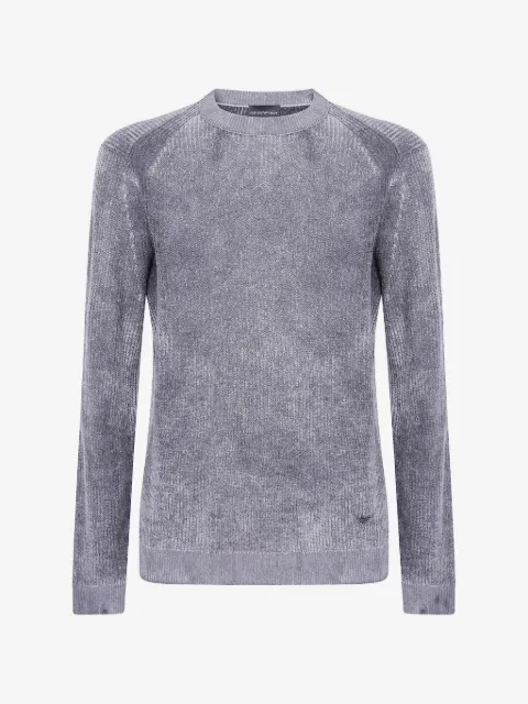 Emporio Armani ribbed virgin wool sweater with mélange print