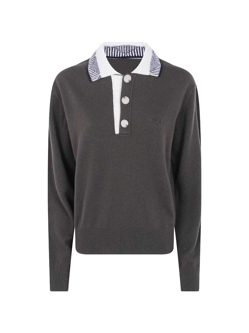 N°21 Wool Polo Sweater In Grey