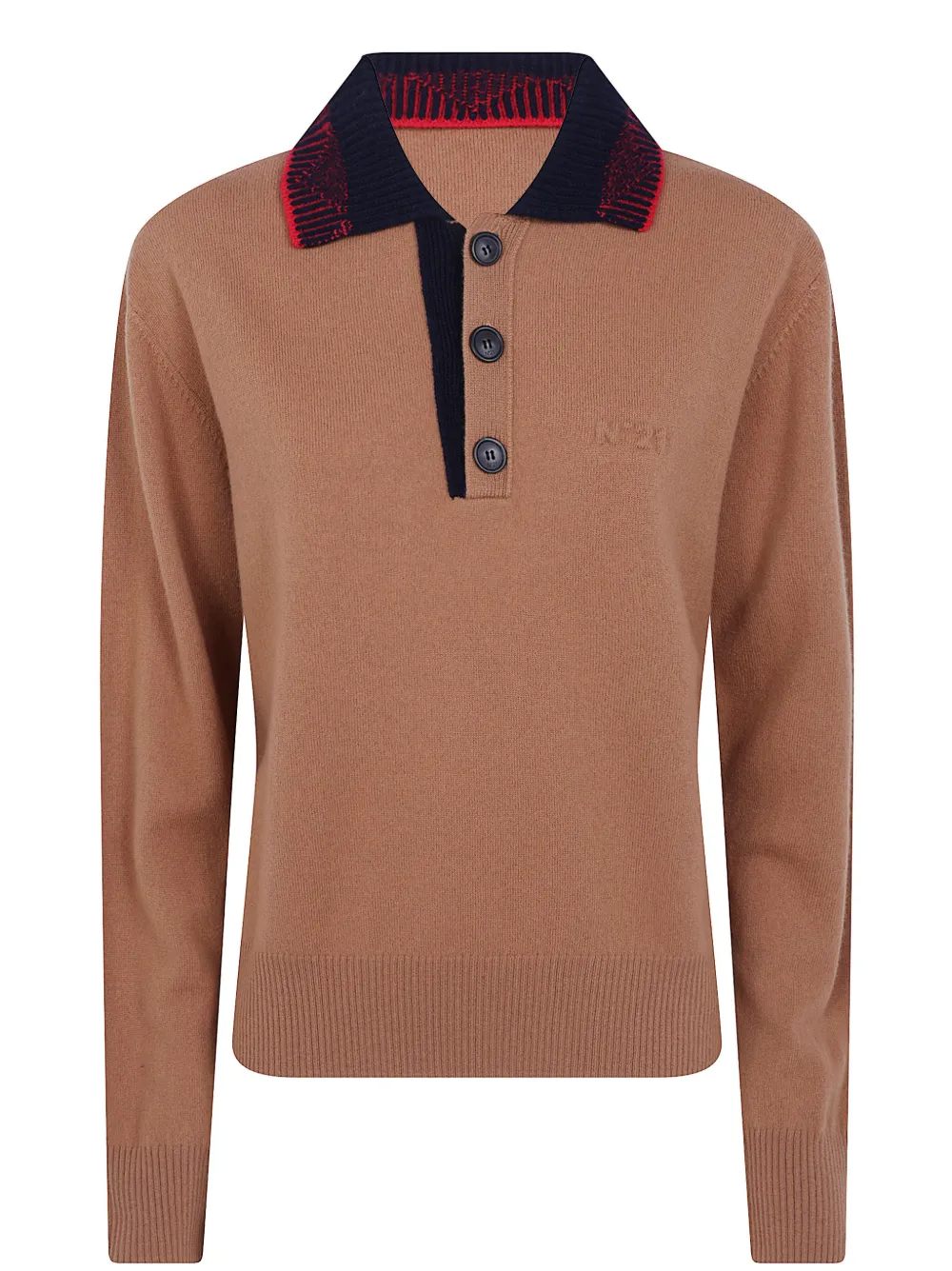 N°21 Wool Polo-collar Sweater In Brown