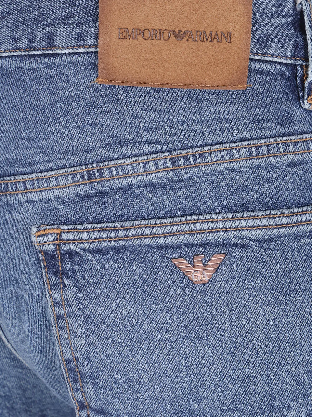 Emporio Armani Jeans met logoplakkaat en wijde pijpen Blauw
