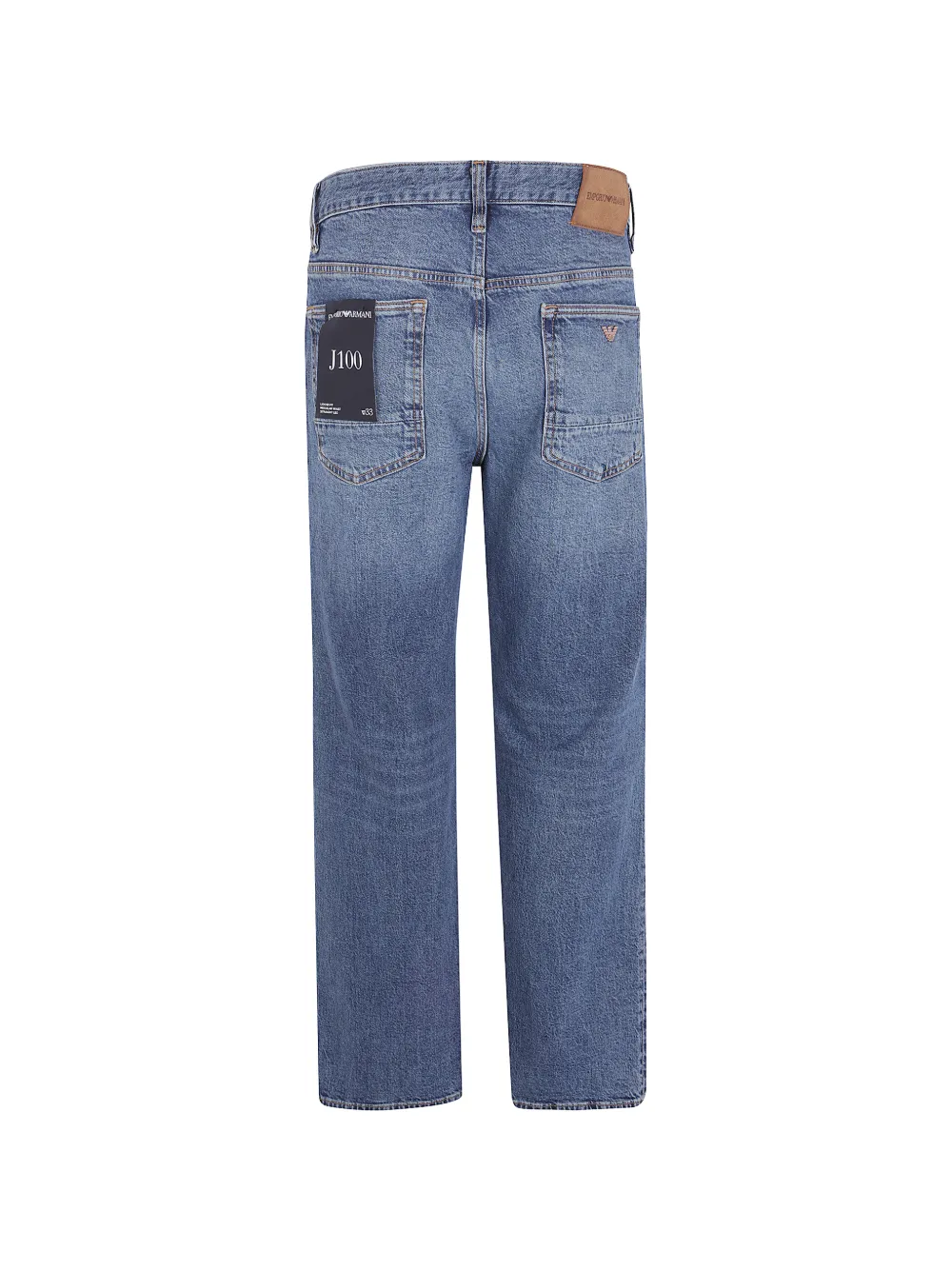Emporio Armani Jeans met logoplakkaat en wijde pijpen Blauw