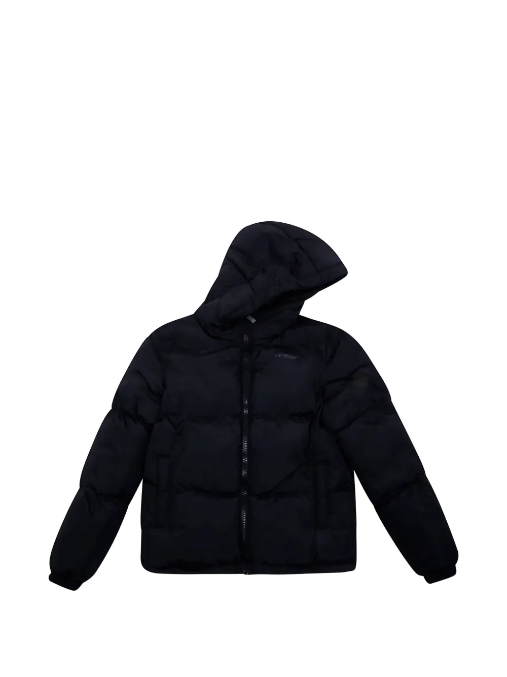 Off-White Kids Arrows-print hooded puffer jacket - Nero