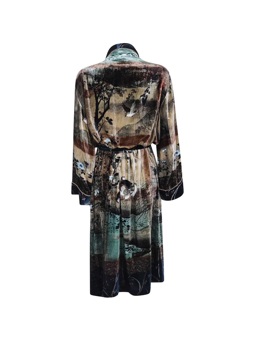 Pierre-Louis Mascia landscape-print belted coat Bruin