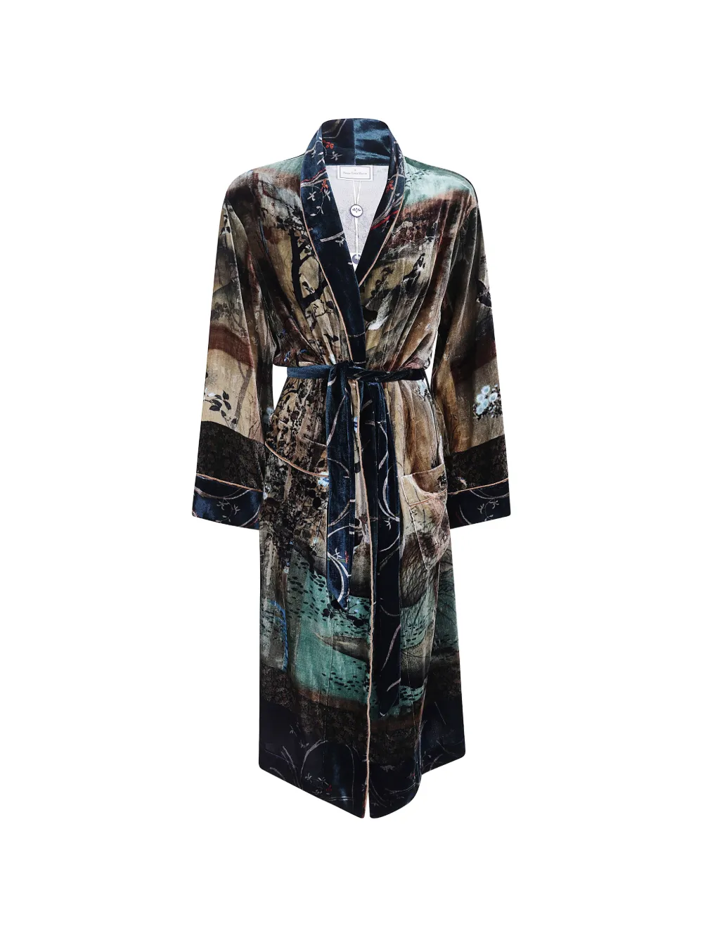 Pierre-Louis Mascia landscape-print belted coat Bruin