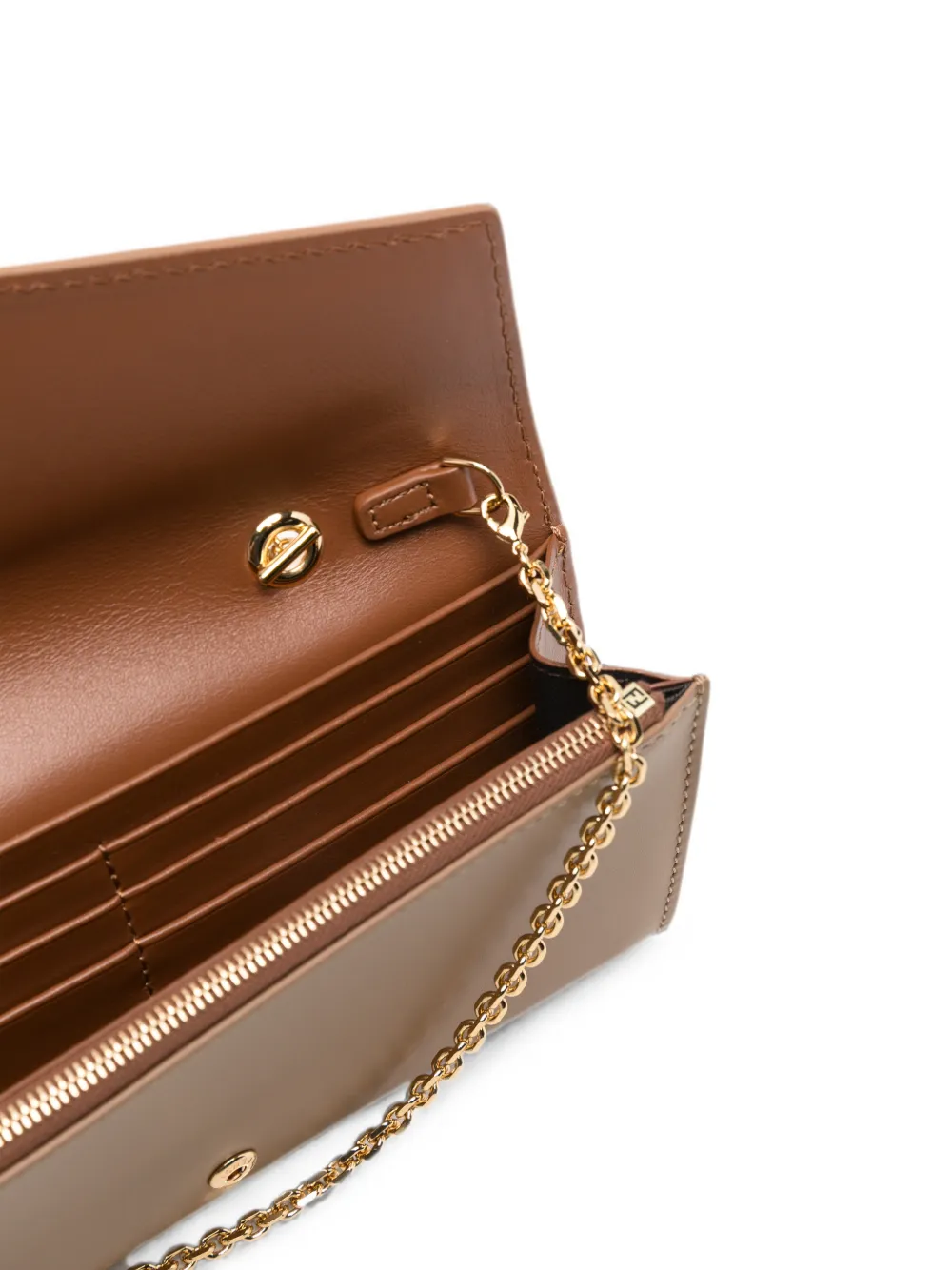 FENDI Diamonds portemonnee met kettingband en logoplakkaat Bruin