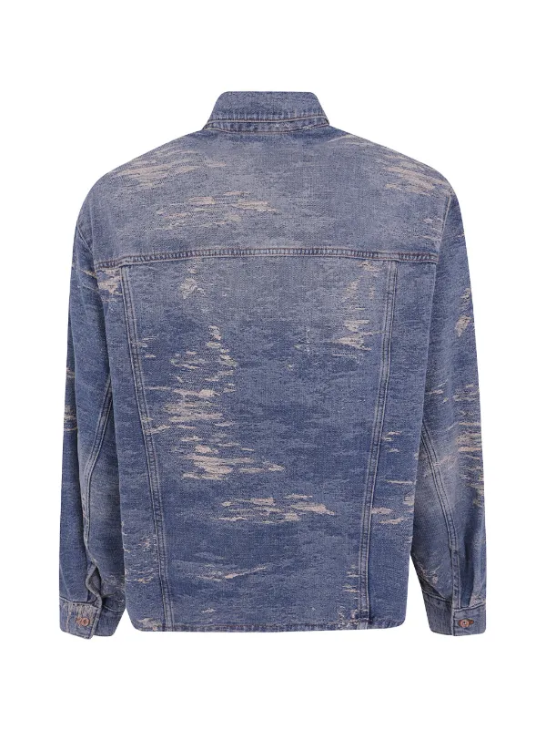 ARMANIアルマーニジーンズ♪ジャケット ダメージ加工デニム イタリア Emporio Armani ダメージ デニムジャケット | ブルー | FARFETCH JP