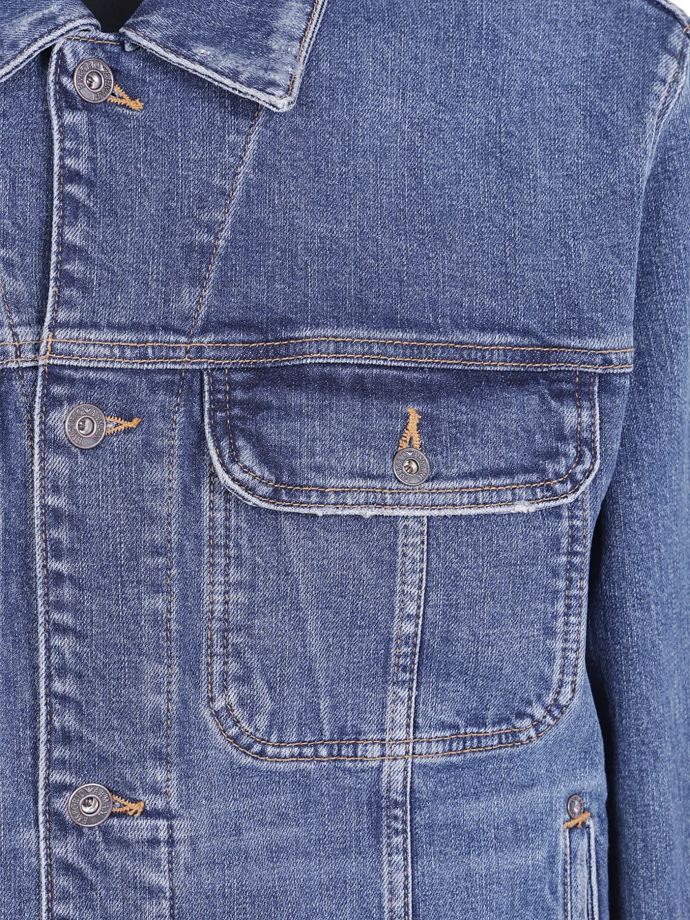 Emporio Armani faded button-up denim jacket Blauw