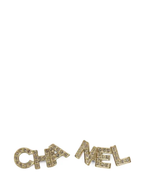 CHANEL Pre-Owned crystal-embellished logo-lettering earrings