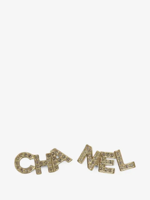 CHANEL Pre-Owned crystal-embellished logo-lettering earrings