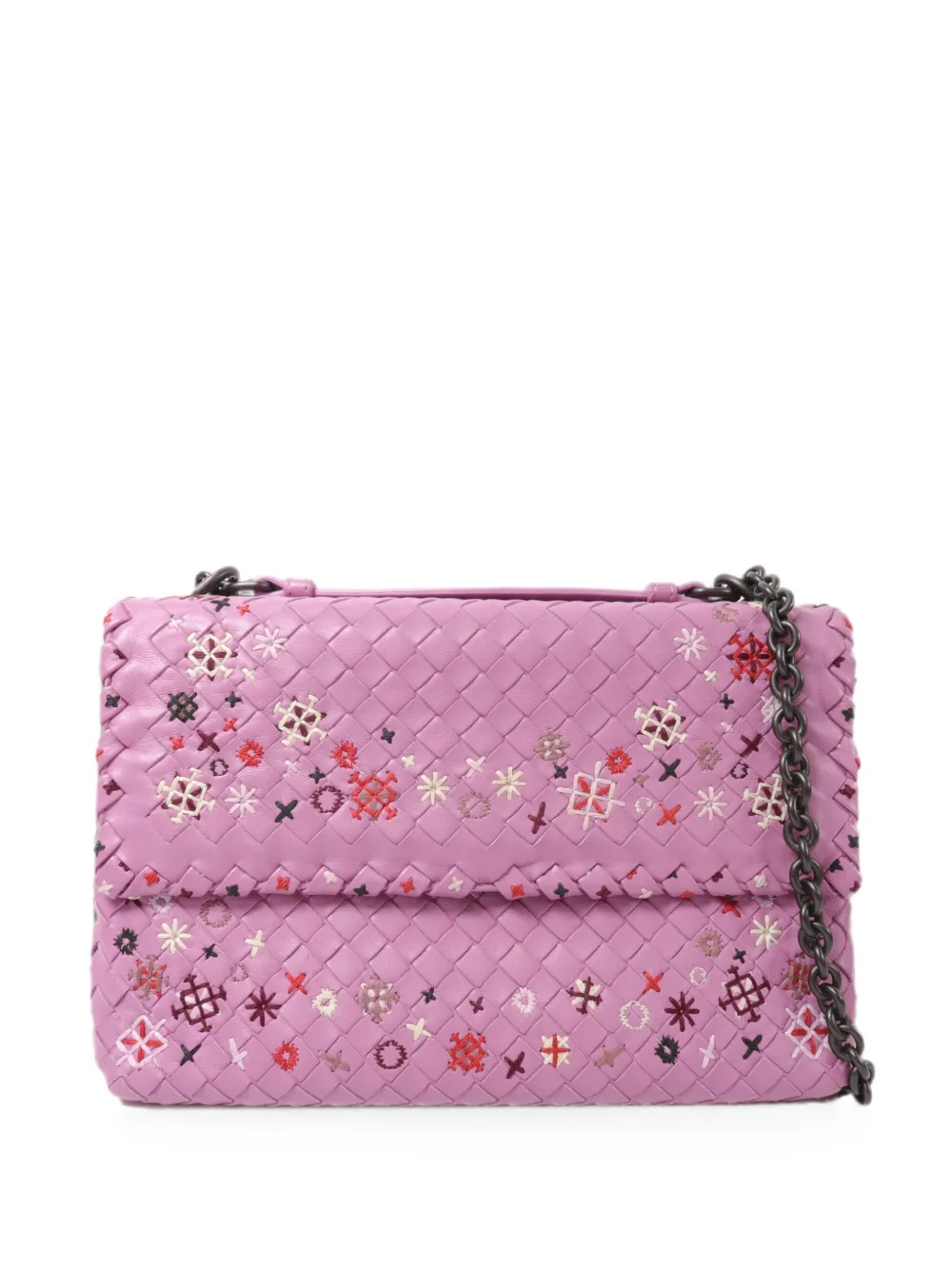 Bottega Veneta Pre-Owned Intrecciato embroidered shoulder bag - Purple