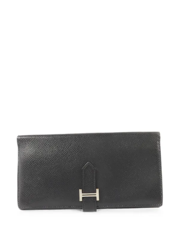 Hermès Pre-owned Bearn Epsom Leather Long Wallet in Black