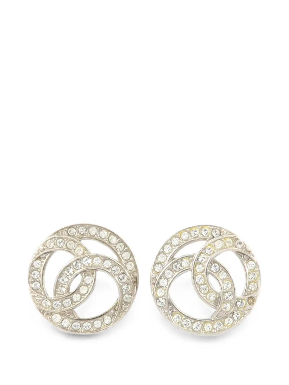 CHANEL Pre-Owned CC crystal-embellished earrings - Argento