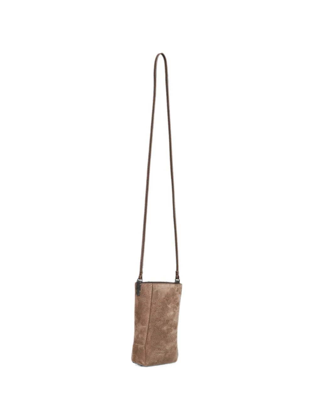 Brunello Cucinelli BC Duo Monili-embellished suede cross body bag - Marrone