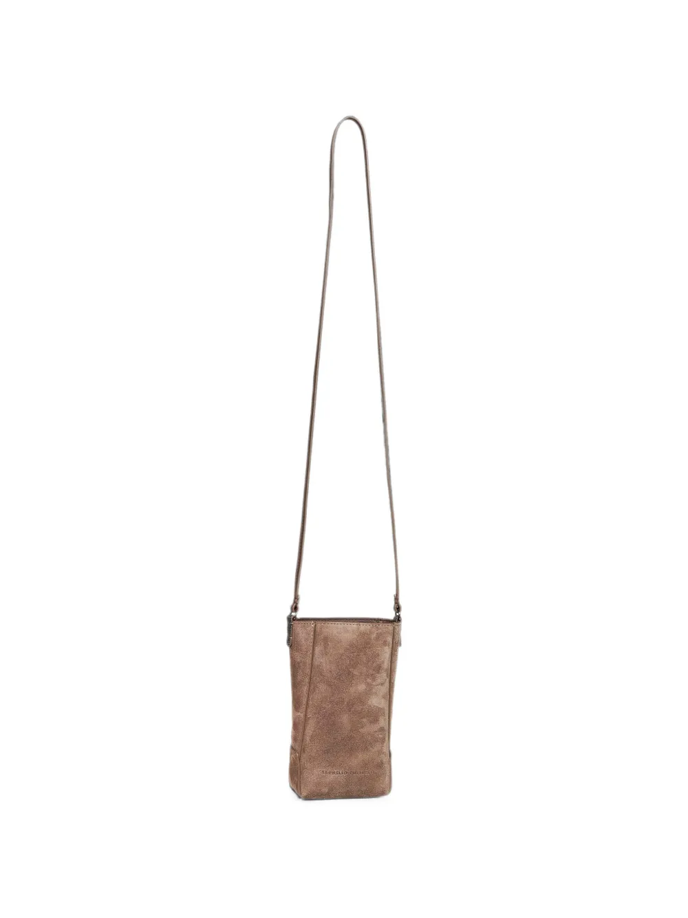 Brunello Cucinelli BC Duo Monili verfraaide suède crossbodytas Bruin