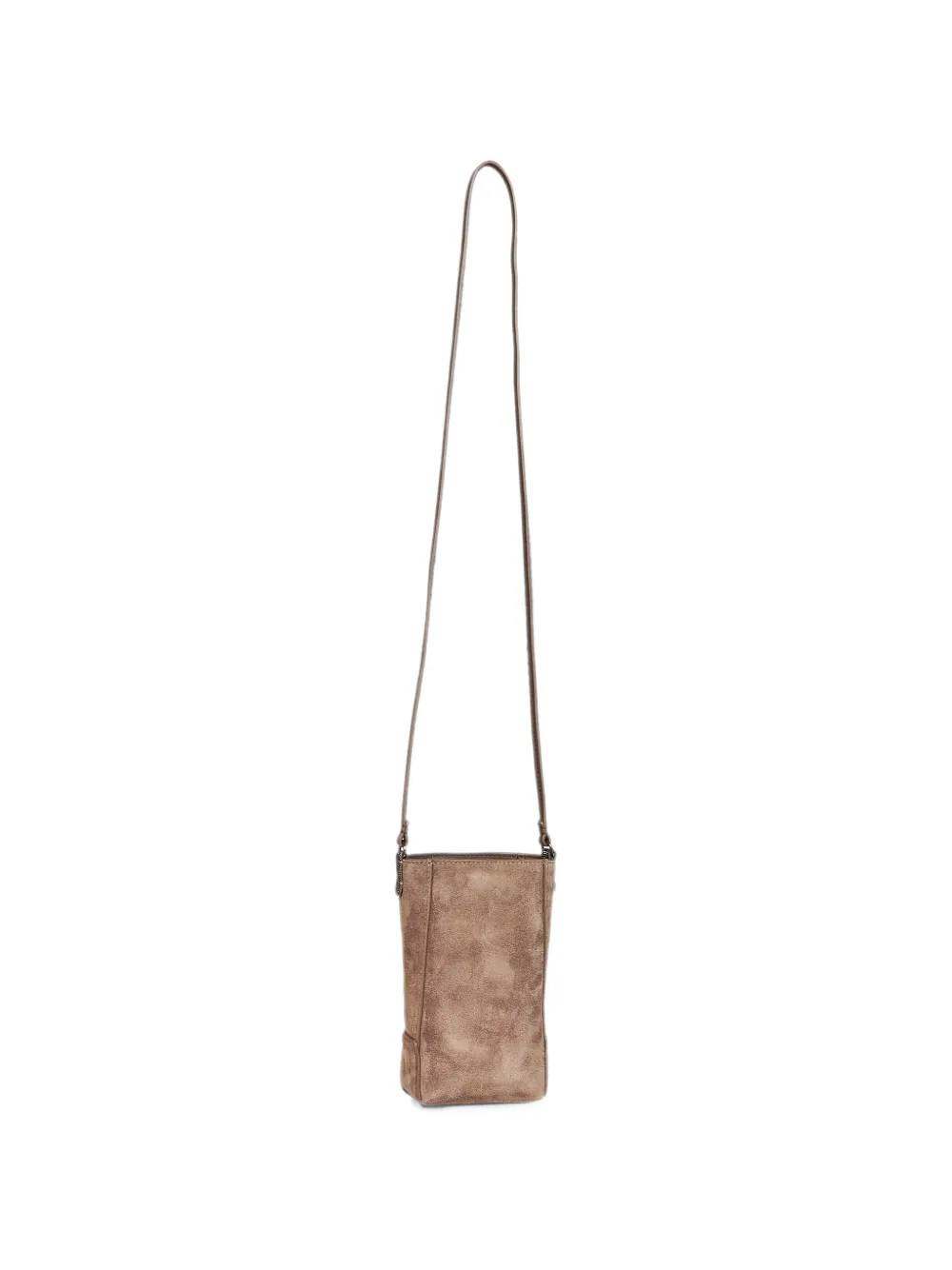 Brunello Cucinelli BC Duo Monili verfraaide suède crossbodytas Bruin