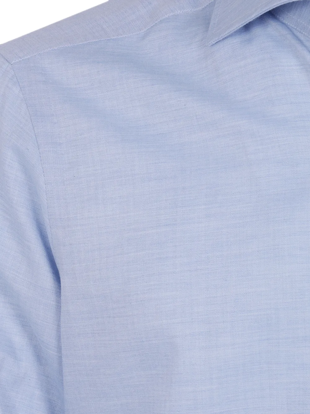 Barba herringbone-weave long-sleeve shirt Blauw