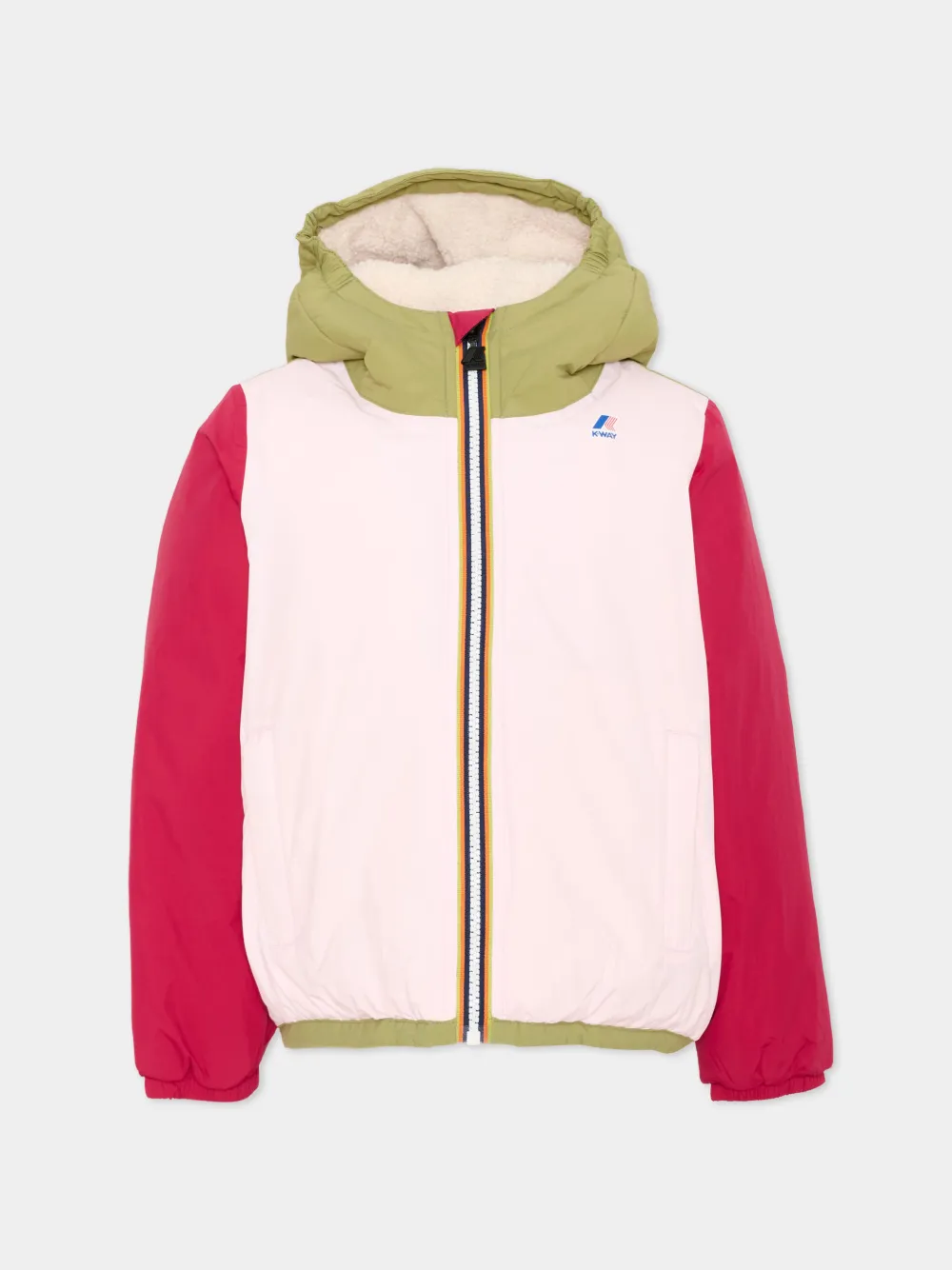 K Way Kids colour-block hooded jacket - Rosa