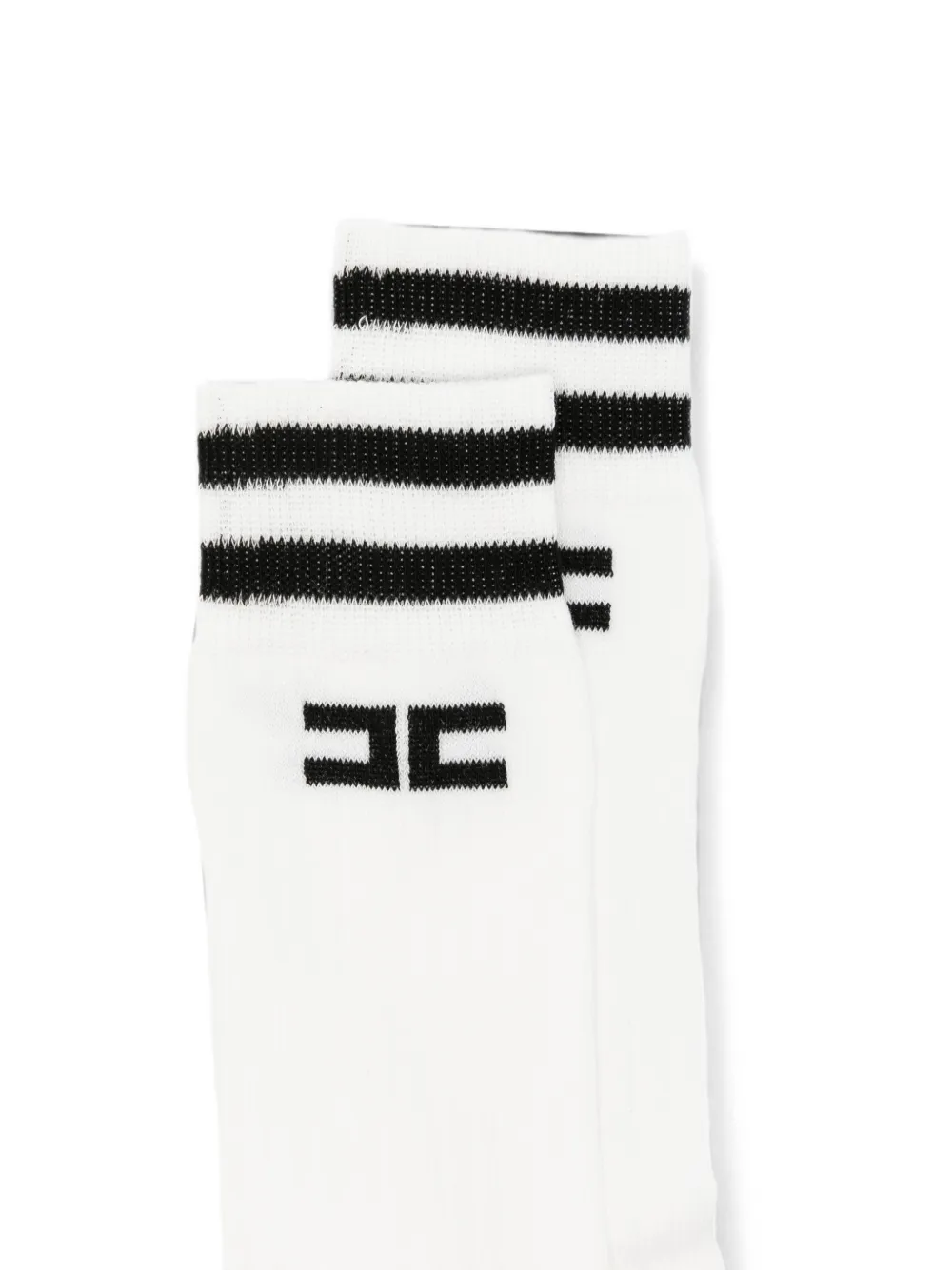 Elisabetta Franchi Kids Gestreepte sokken met intarsia logo Wit