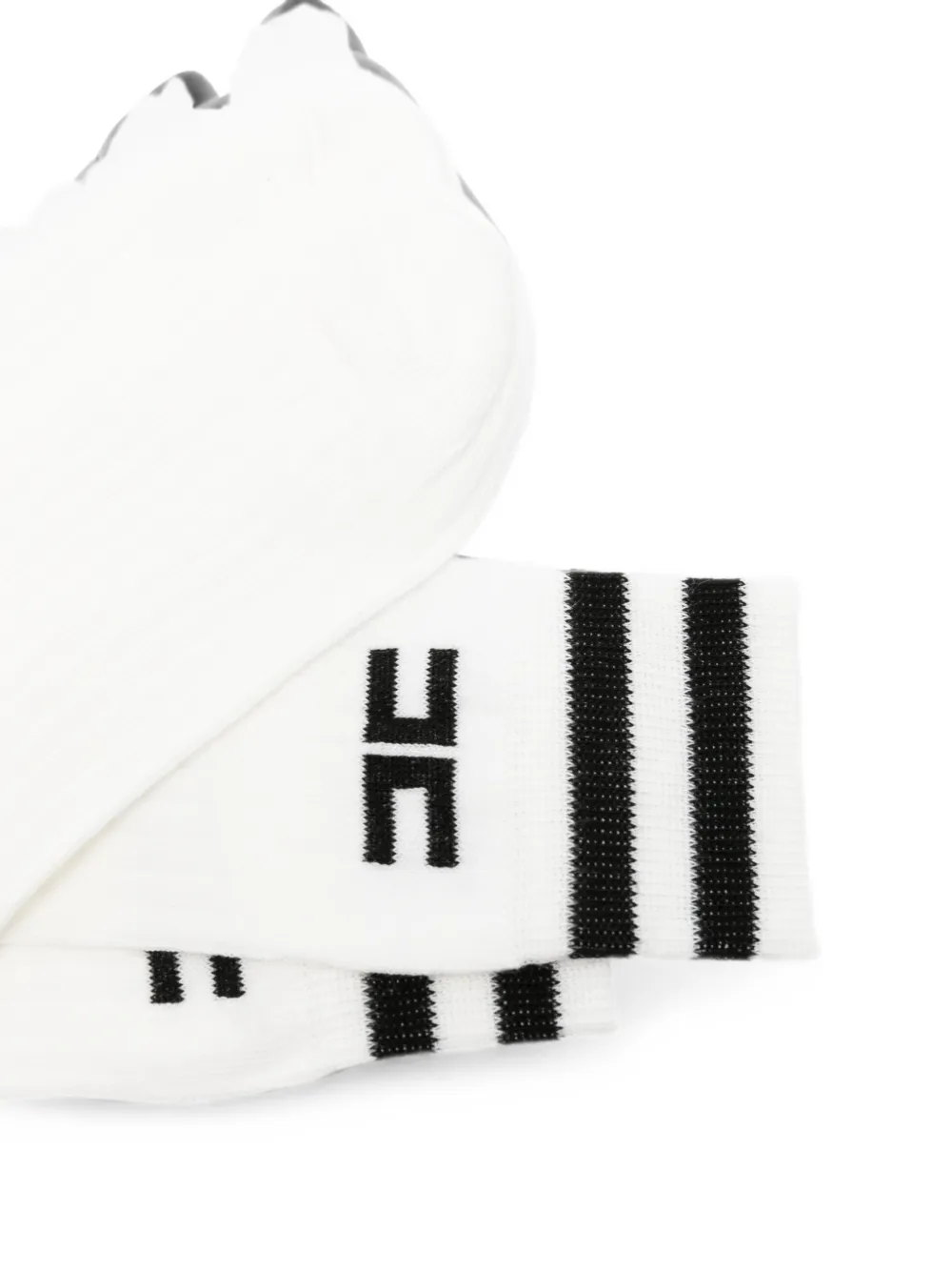 Elisabetta Franchi Kids Gestreepte sokken met intarsia logo Wit