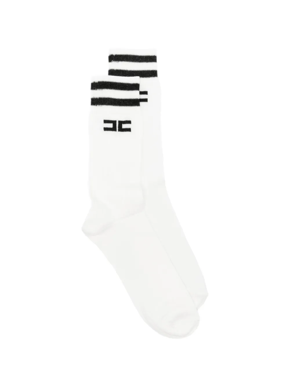 Elisabetta Franchi Kids logo-intarsia striped socks - Bianco