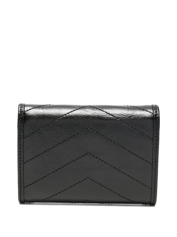 SAINT LAURENT カサンドラ キルティング 長財布 ブラック Saint Laurent カサンドラシェブロンキルティング財布 | ブラック