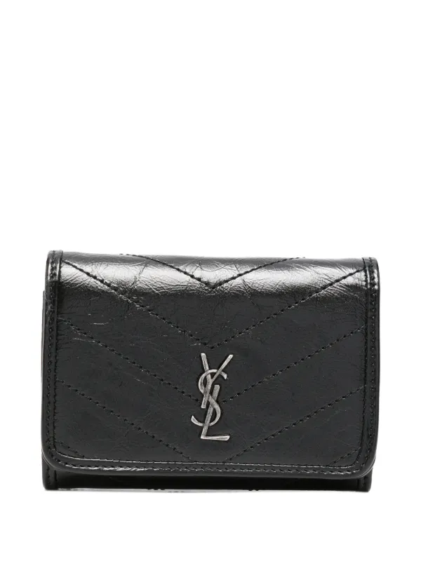 Saint Laurent カサンドラシェブロンキルティング財布 | ブラック