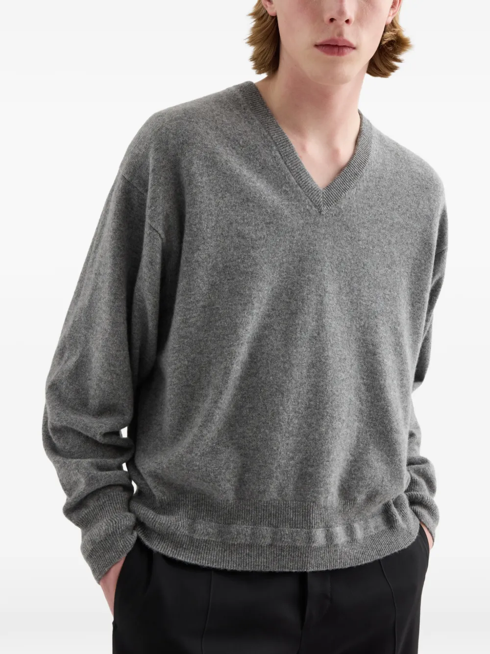 Jil Sander Kasjmier trui met V-hals Grijs