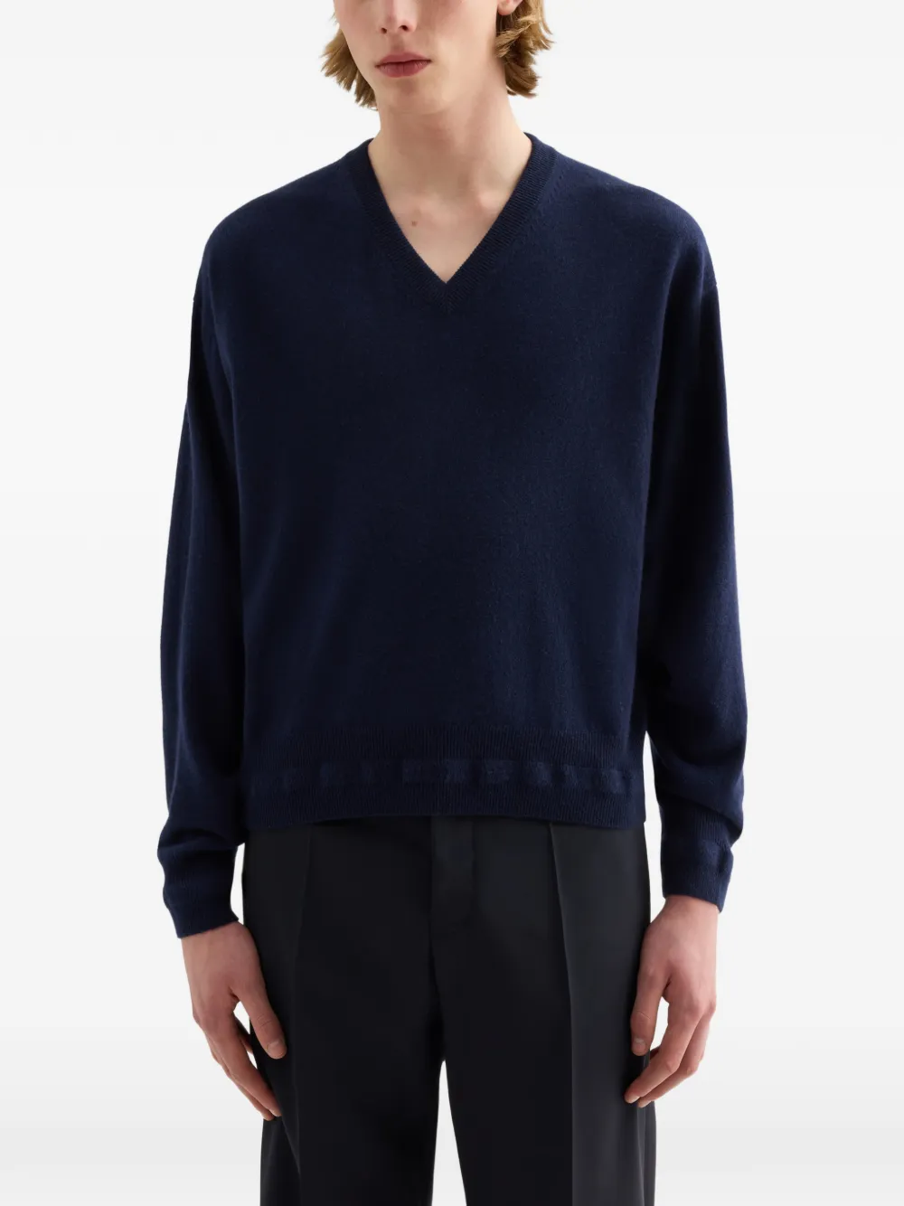 Jil Sander Kasjmier trui met V-hals Blauw