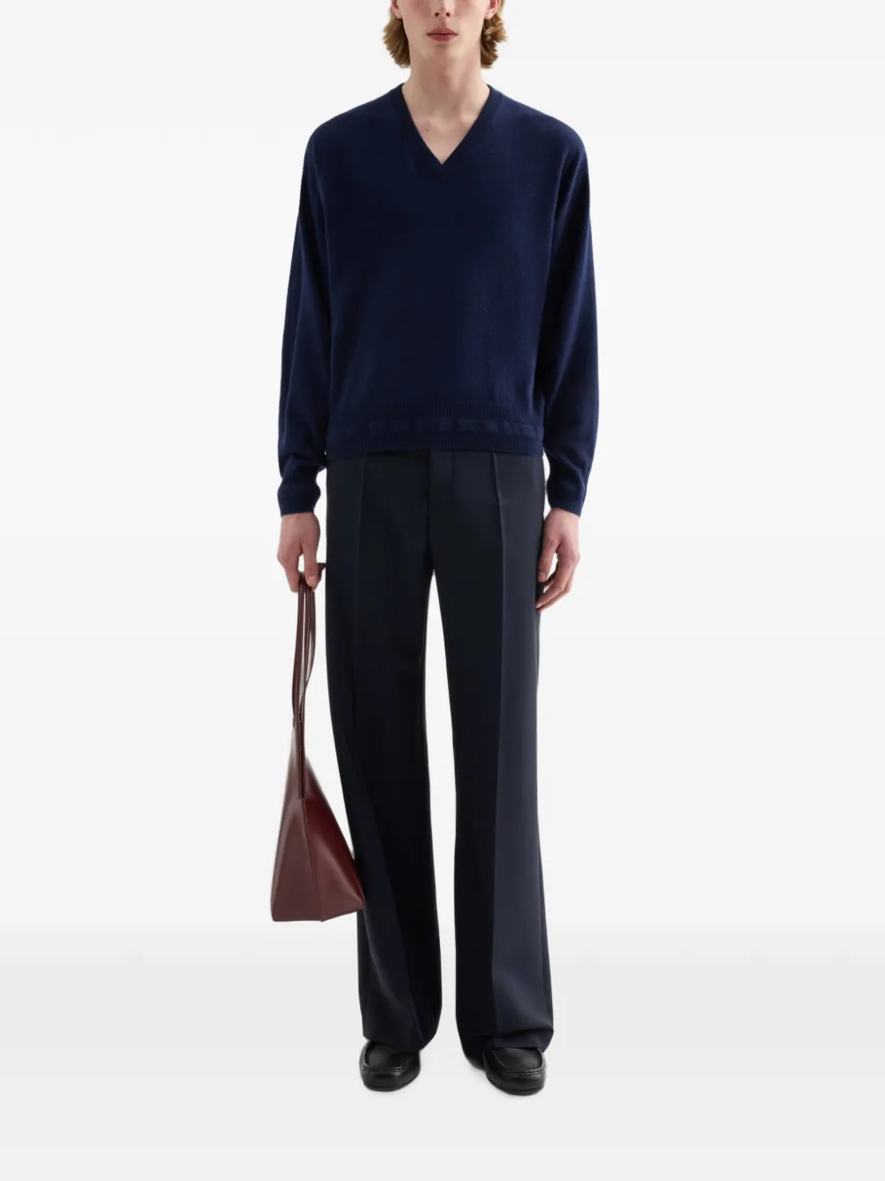 Jil Sander Kasjmier trui met V-hals Blauw