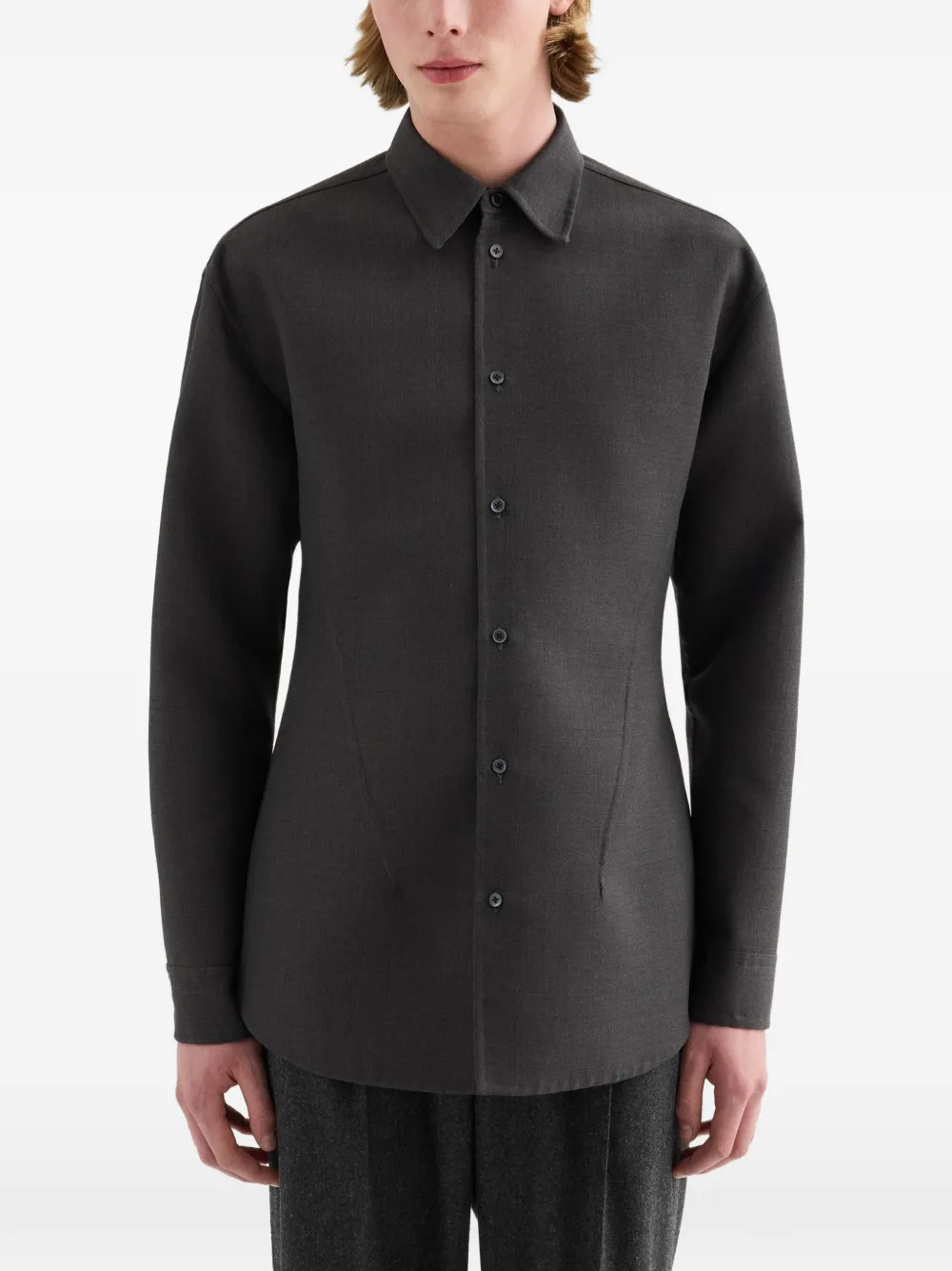 Jil Sander Wollen twill overhemd Grijs