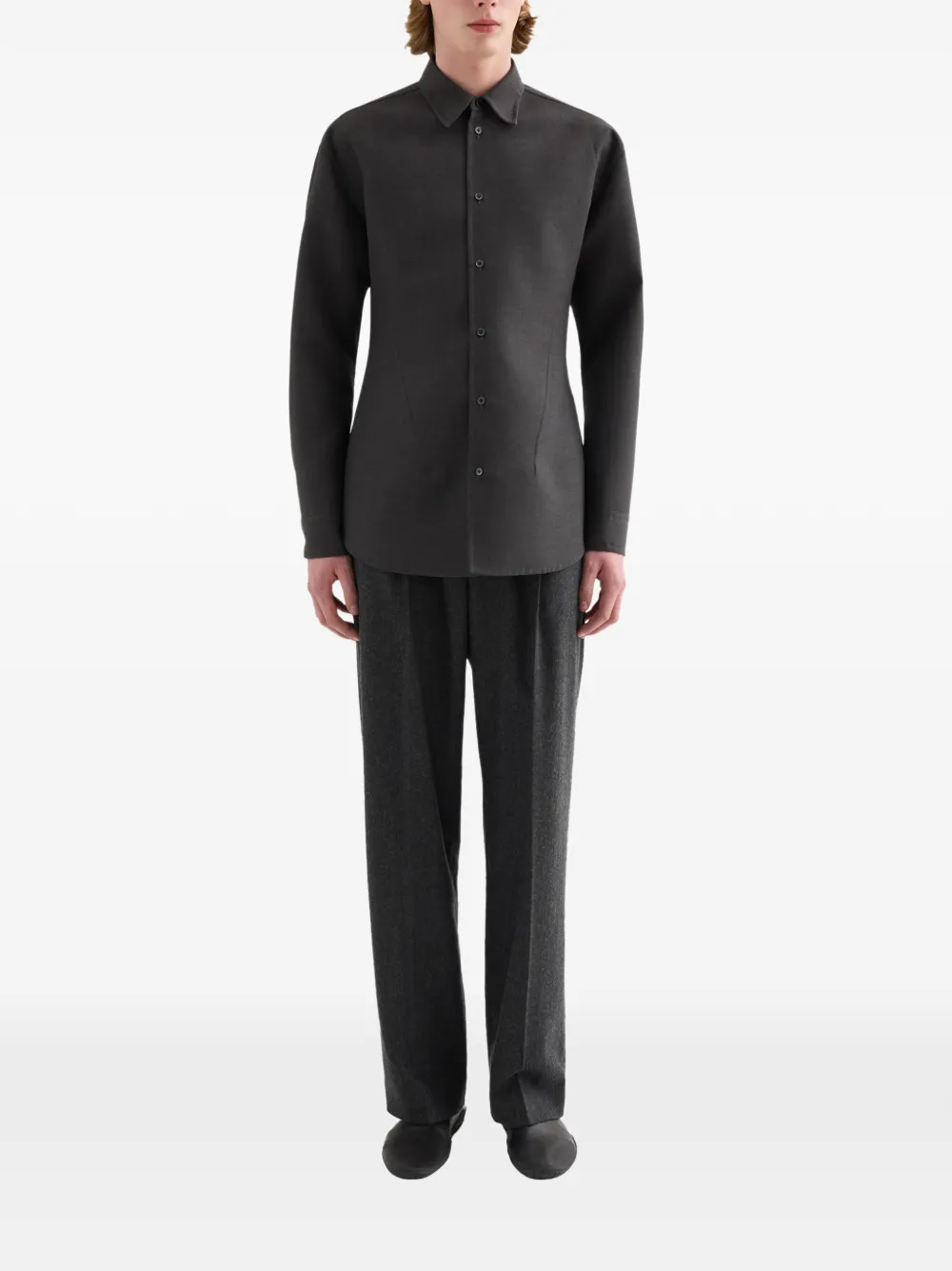 Jil Sander Wollen twill overhemd Grijs