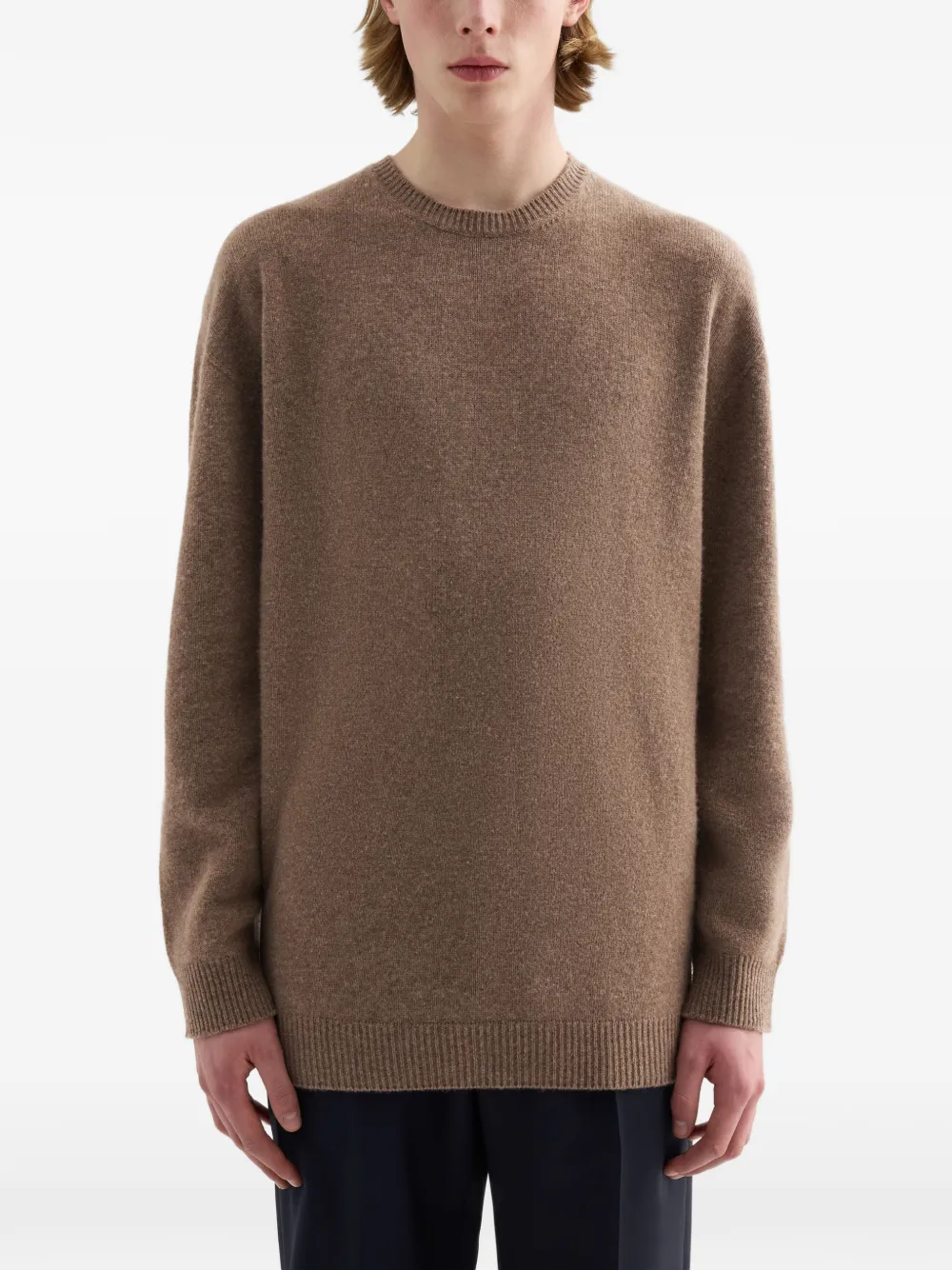 Jil Sander Trui van kasjmierblend met ronde hals Bruin