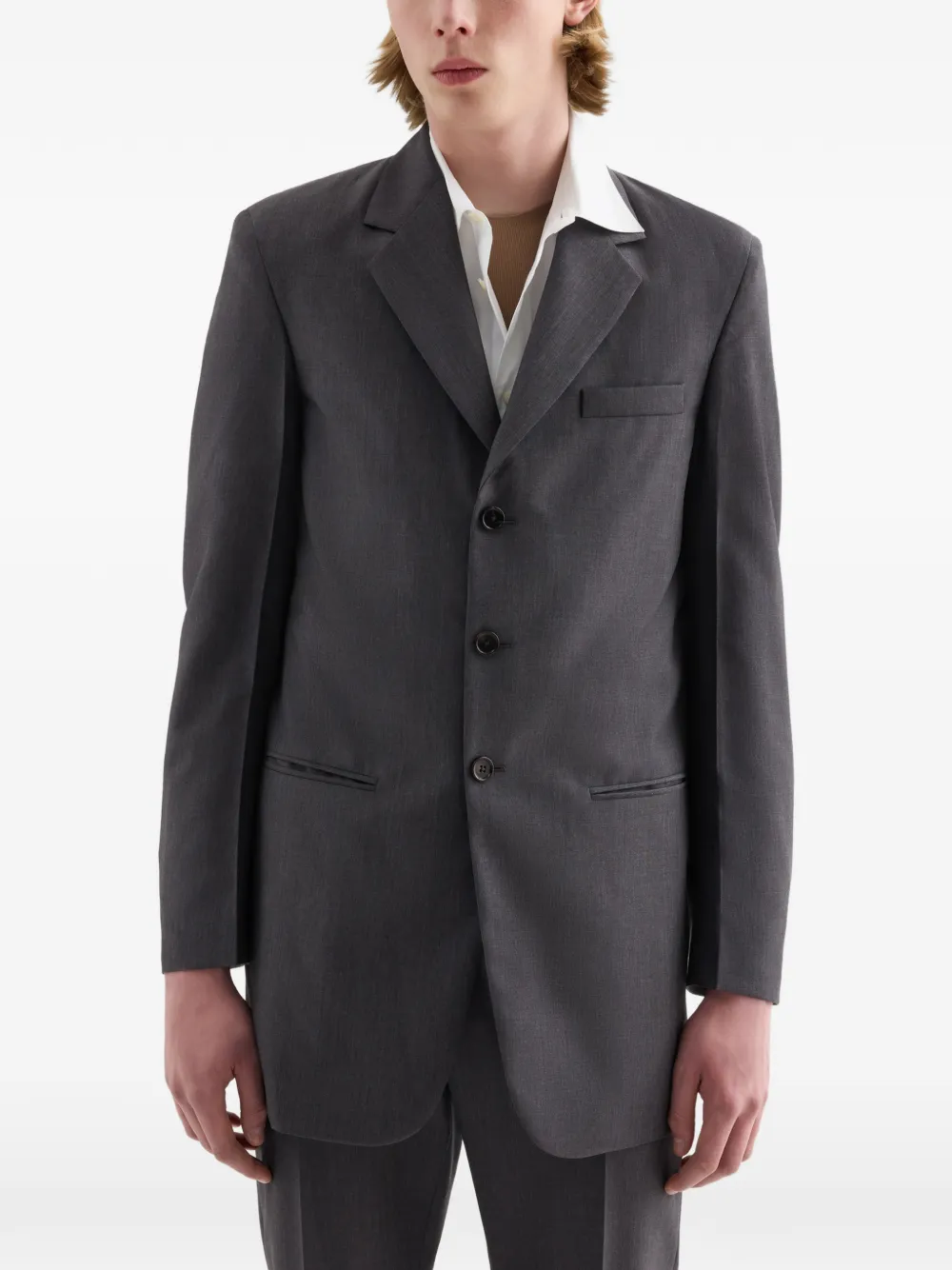 Jil Sander Fil-à-Fil jack met enkele rij knopen Grijs