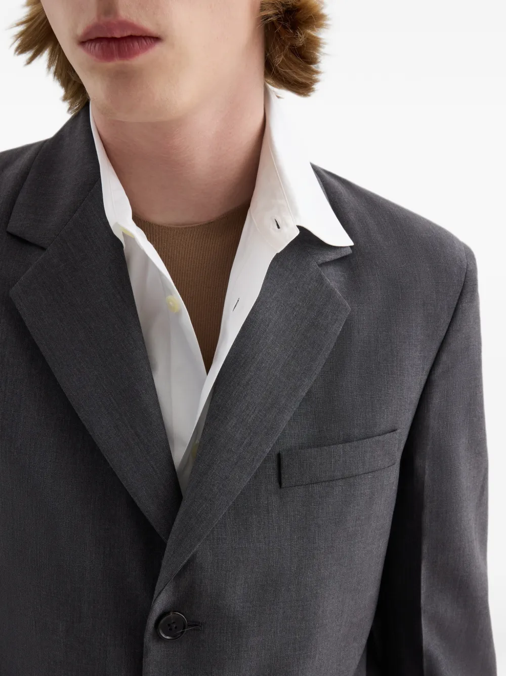 Jil Sander Fil-à-Fil jack met enkele rij knopen Grijs