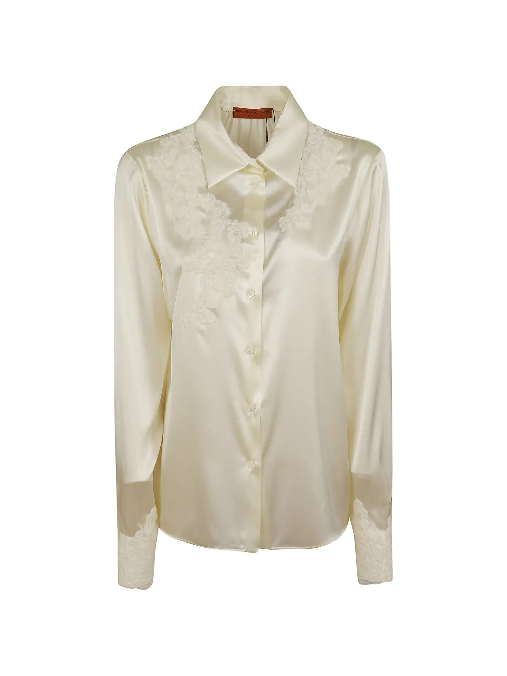 Ermanno Scervino lace-trimmed satin shirt - Nude