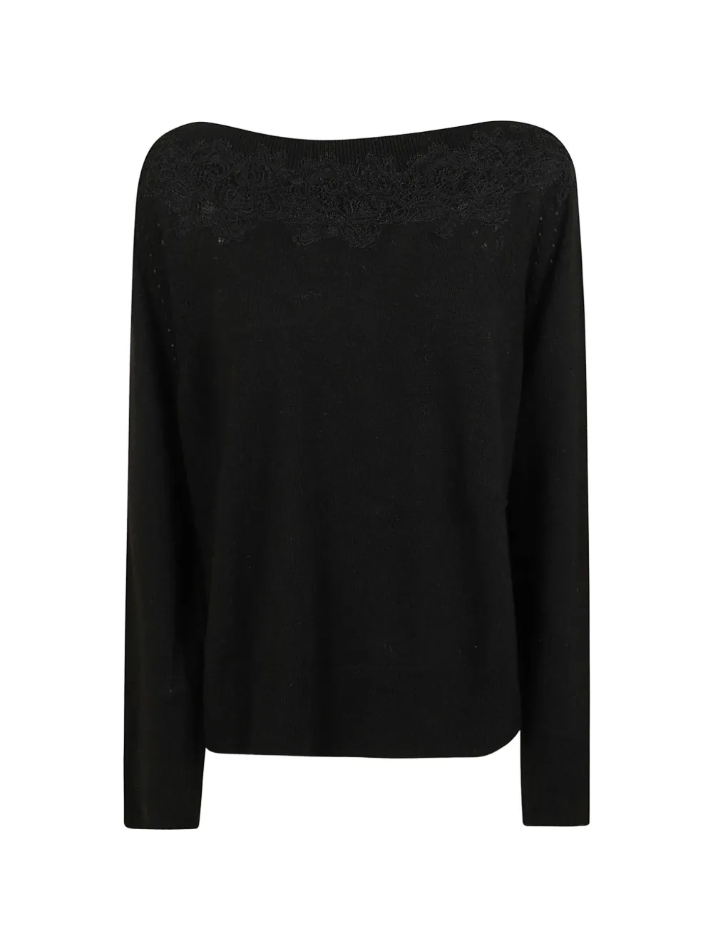 Ermanno Scervino lace-trimmed boat-neck sweater - Schwarz