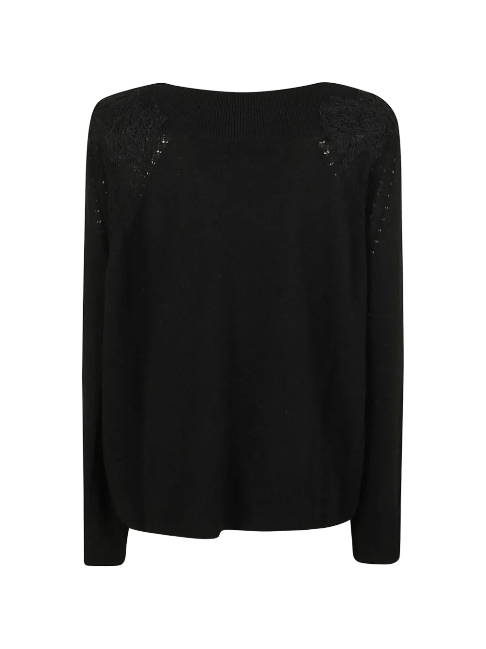 Ermanno Scervino lace-trimmed boat-neck sweater Zwart