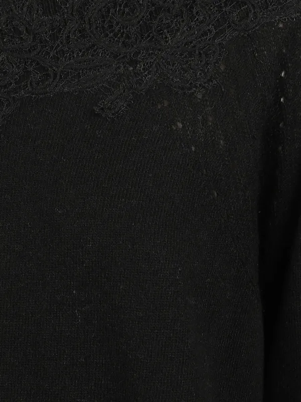 Ermanno Scervino lace-trimmed boat-neck Sweater | ブラック