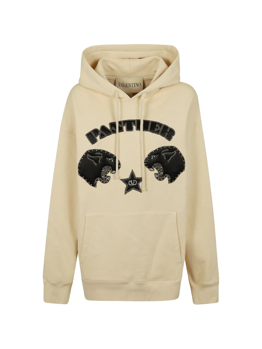Valentino Garavani panther-patch star-patch hoodie - Nude
